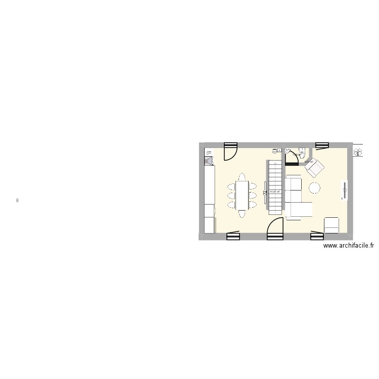 Allard1. Plan de 3 pièces et 46 m2