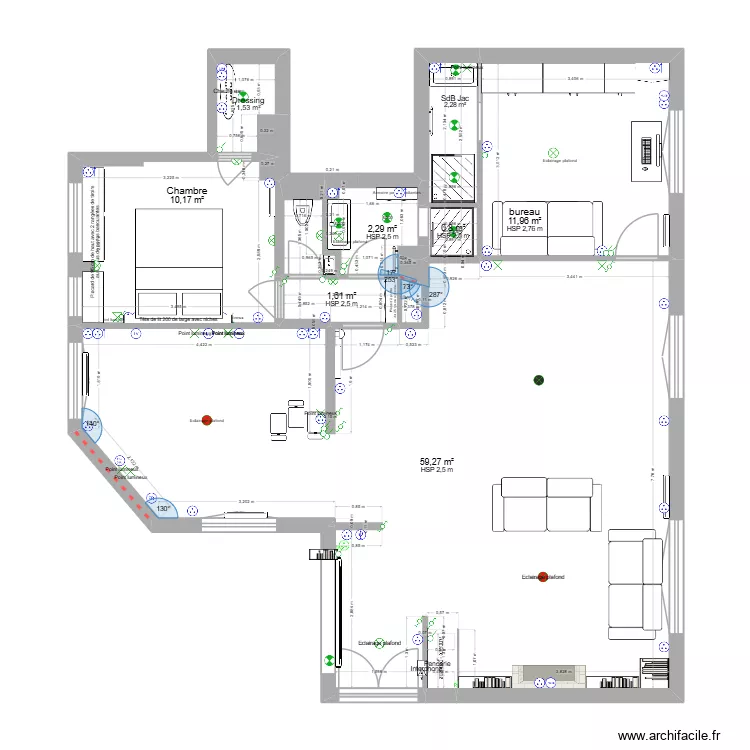 plan projet futur 30 mars 2026 V1. Plan de 9  et 91 m²