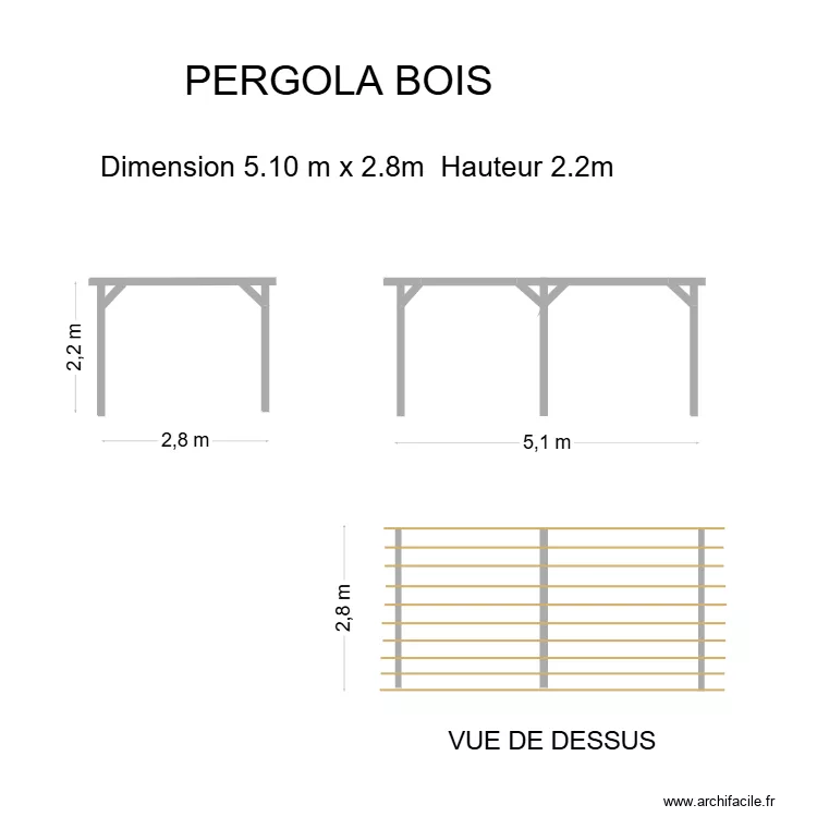 PERGOLA  BOIS PISCINE V1. Plan de 