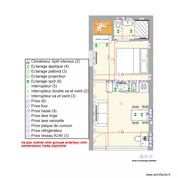 BOSCARY PETIT T2. Plan de 2 pièces et 28 m²