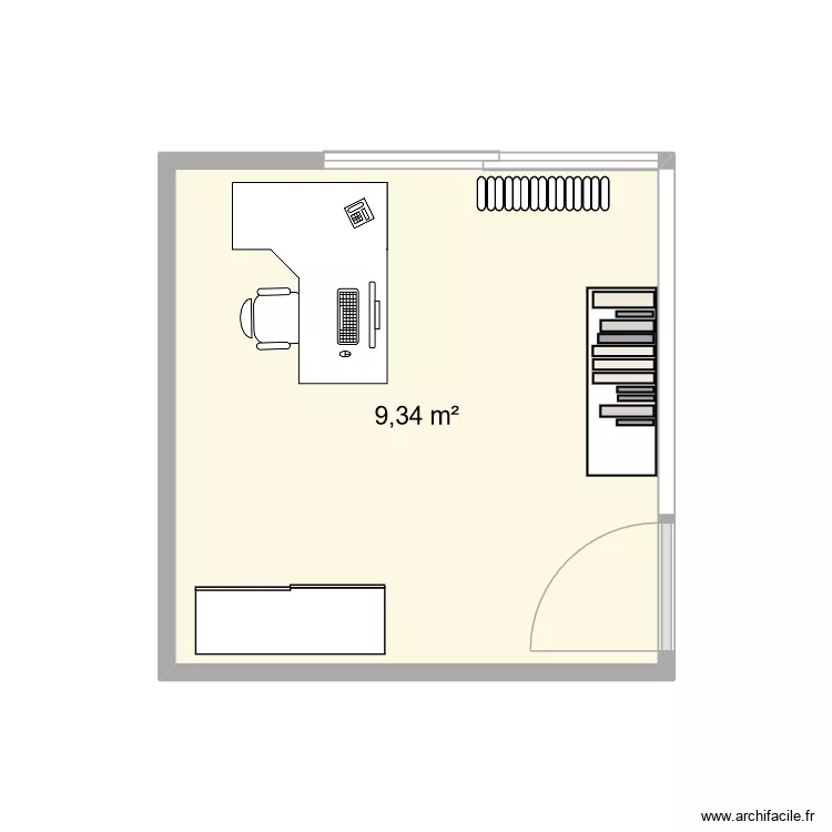 bureau Sandra. Plan de 1 pièce et 9 m² bureau Sandra. Plan de 1 pièce et 9 m²