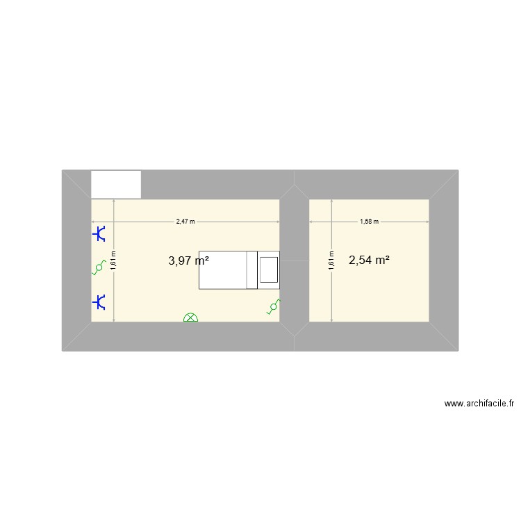 test1. Plan de 2 pièces et 7 m2