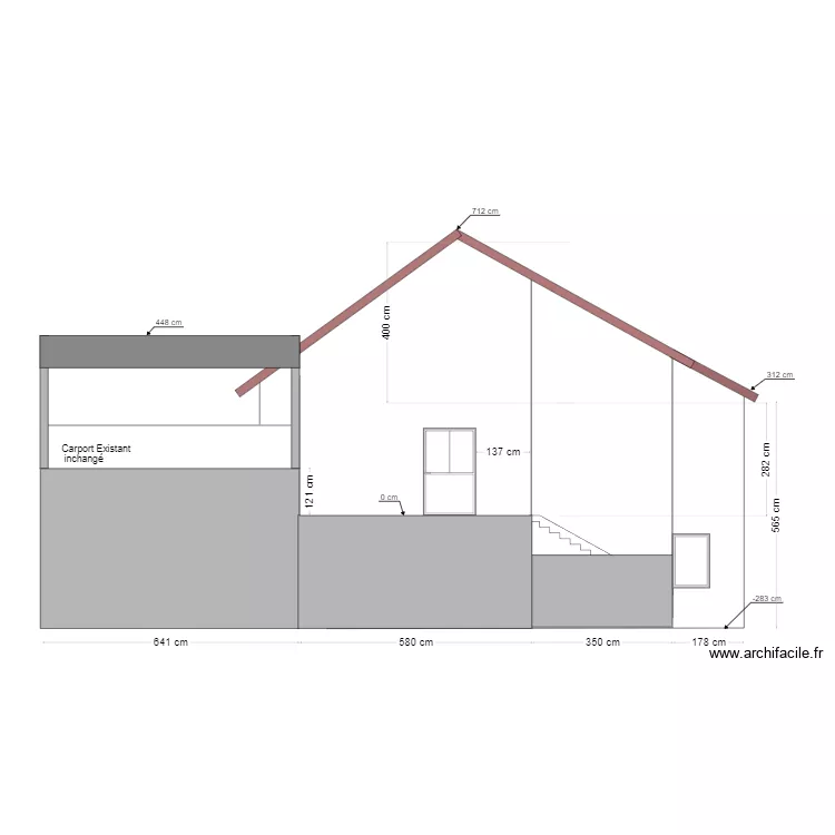 Fa&ccedil;ade Ouest Projet. Plan de 
