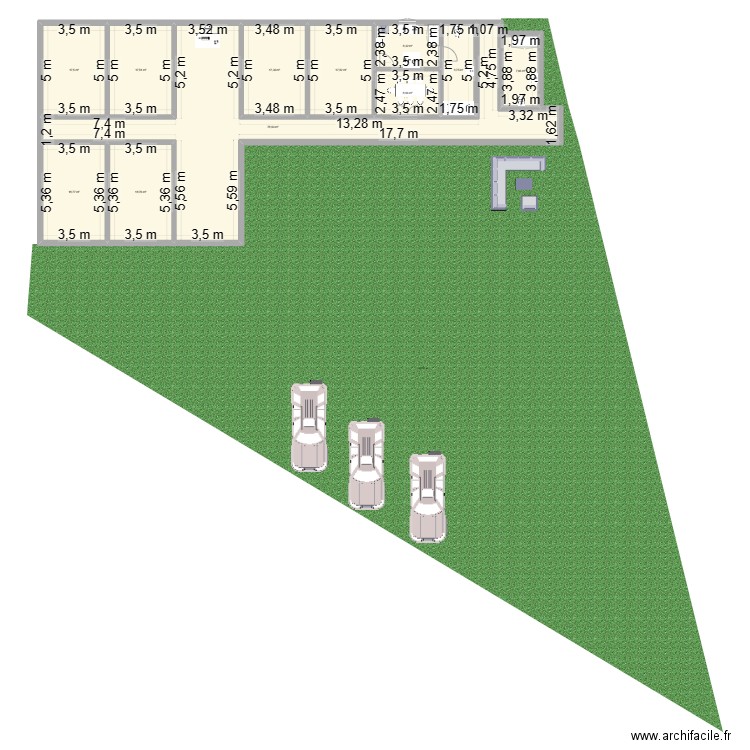 222. Plan de 11 pièces et 219 m2