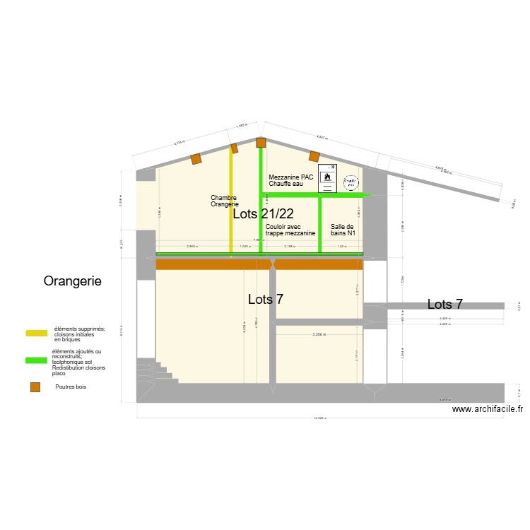 MInimes_coupe_Nord_plan_sud. Plan de 7 pièces et 63 m2