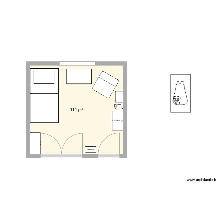 Chambre Liam. Plan de 1 pièce et 11 m2