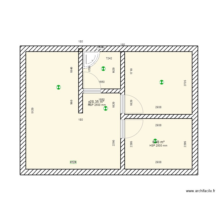 maison maupiti. Plan de 2 pièces et 35 m2