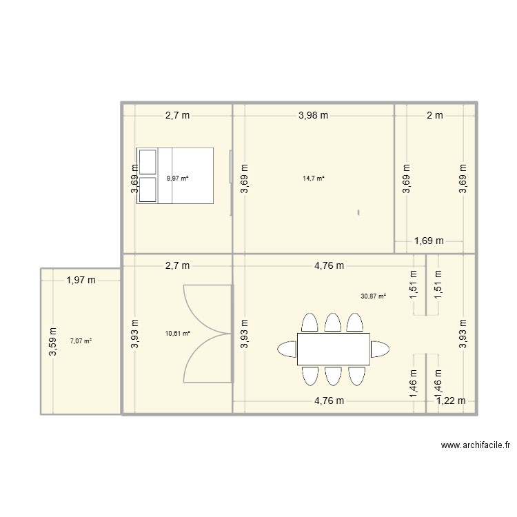 maison. Plan de 5 pièces et 73 m2