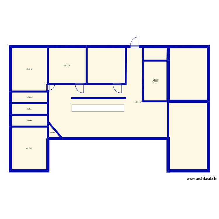 Plan en U. Plan de 9 pièces et 173 m2