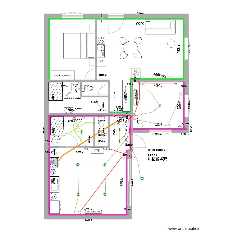 dumaine electricite. Plan de 11 pièces et 81 m2