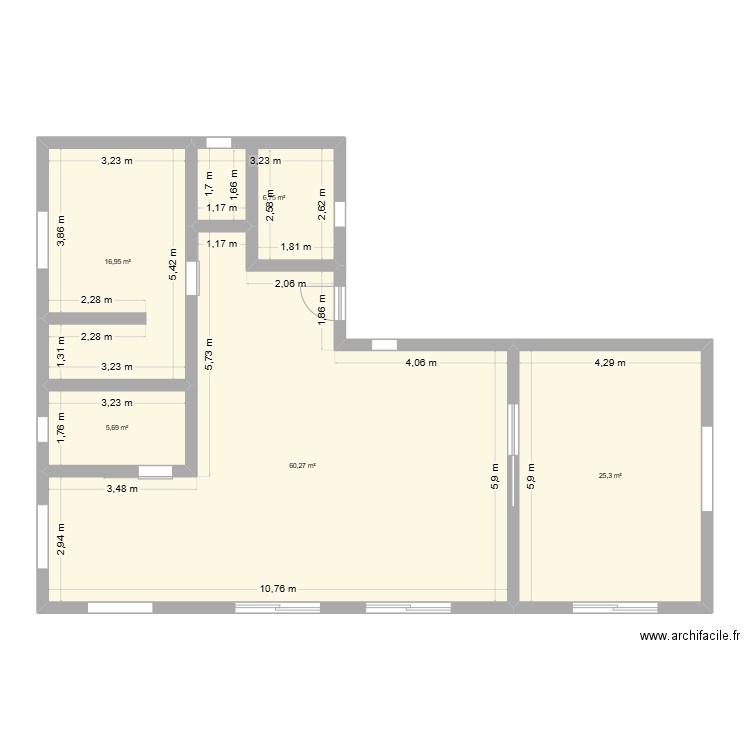 projet Chantal Laurent. Plan de 5 pièces et 115 m2