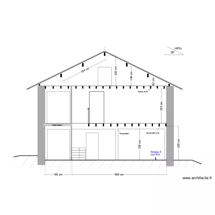 Coupe BB_V0  - Belverne. Plan de 