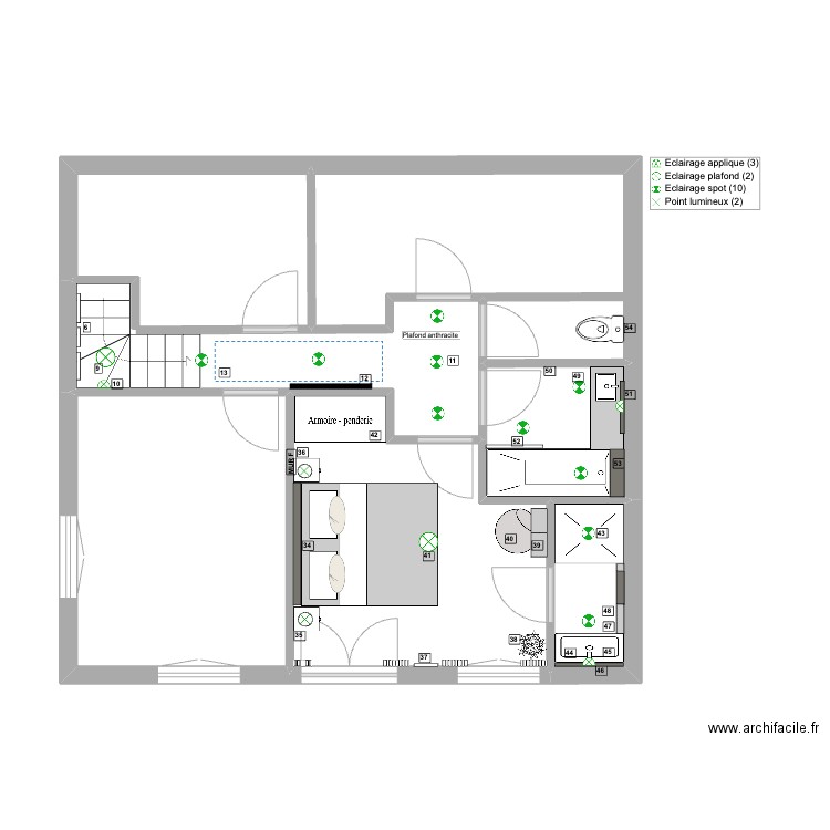 Caroline Ginglinger - SDB. Plan de 6 pièces et 54 m2
