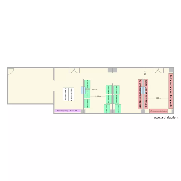 Am&eacute;nagement 13-17 pu&ccedil;age. Plan de 1  et 126 m²