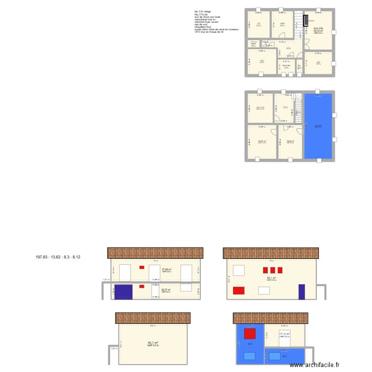 soriaux. Plan de 22 pièces et 420 m2