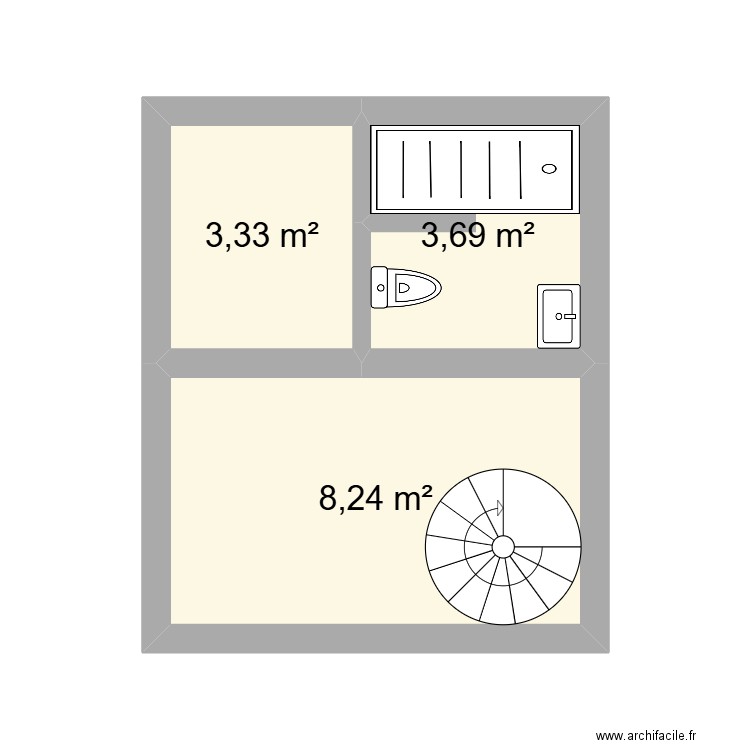 sjuiytv. Plan de 6 pièces et 48 m2