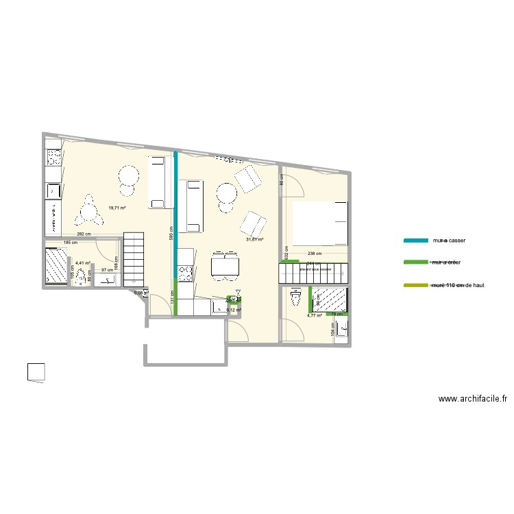 saint charles T1 t2. Plan de 25 pièces et 102 m2
