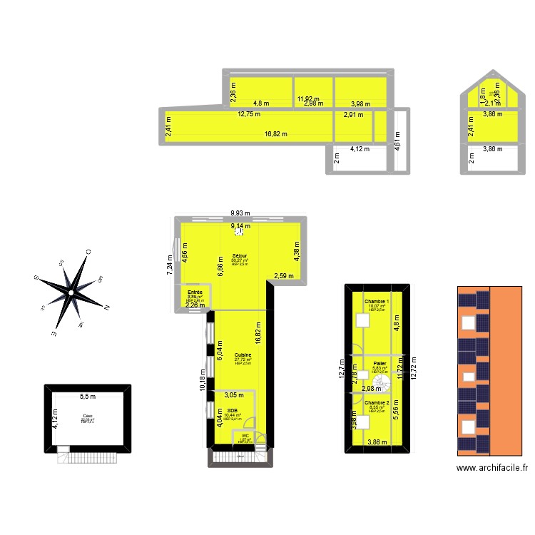 Blairon. Plan de 29 pièces et 225 m2