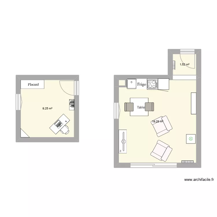 S&eacute;jour Chateaufort. Plan de 3  et 30 m²