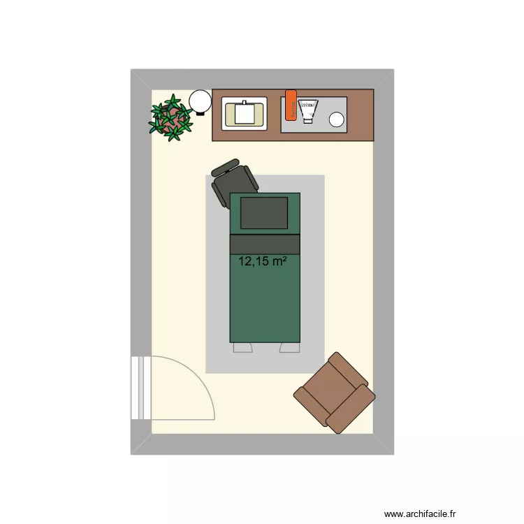 cabine soin visage waw. Plan de 1  et 12 m²