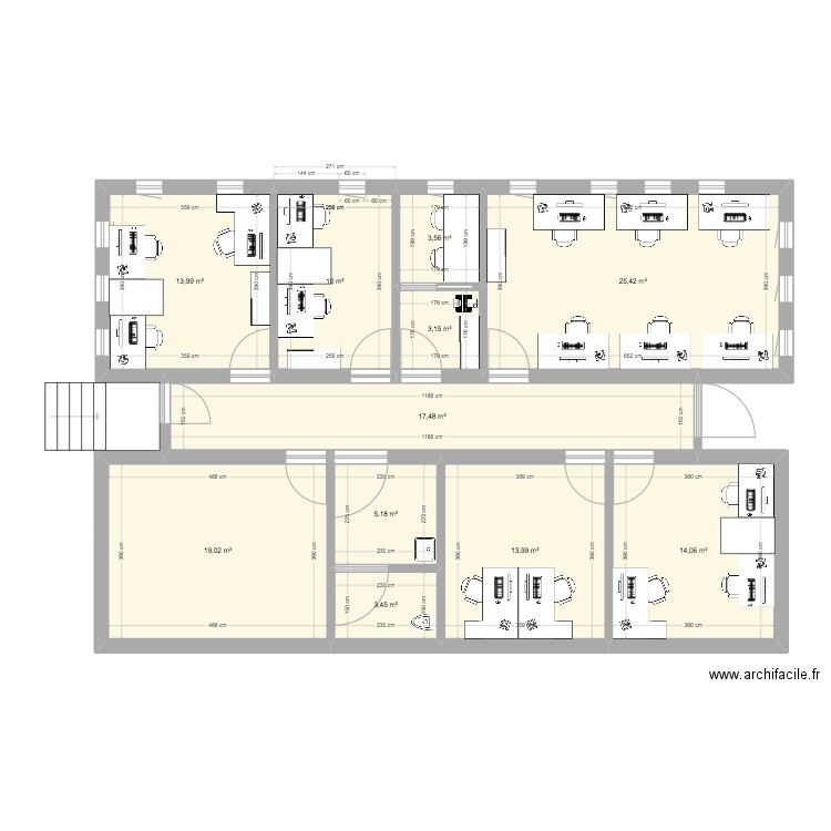 bcm_2. Plan de 11 pièces et 129 m2