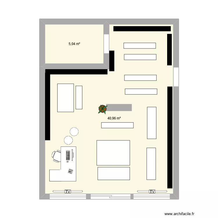 plan final. Plan de 2  et 46 m²