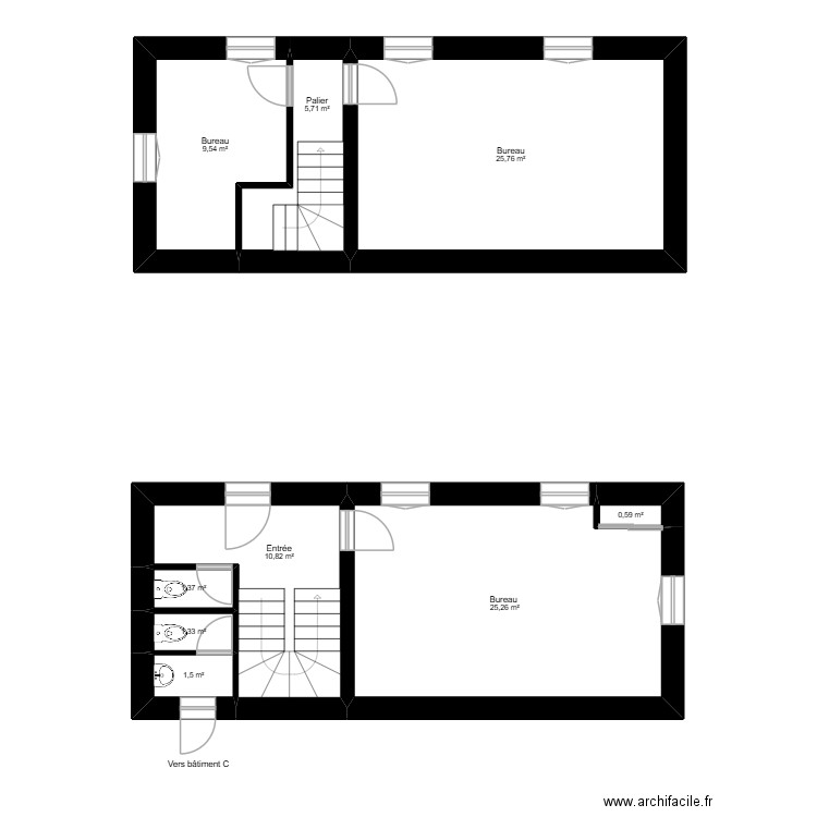 Pélissier bât B - EDL. Plan de 9 pièces et 82 m2