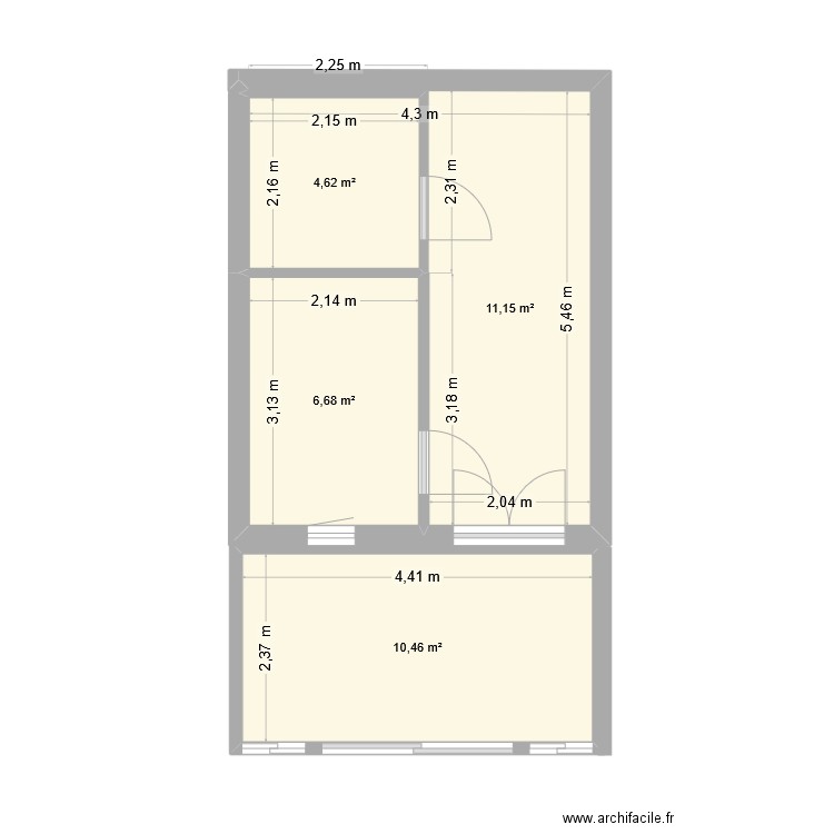 st pierre. Plan de 4 pièces et 33 m2