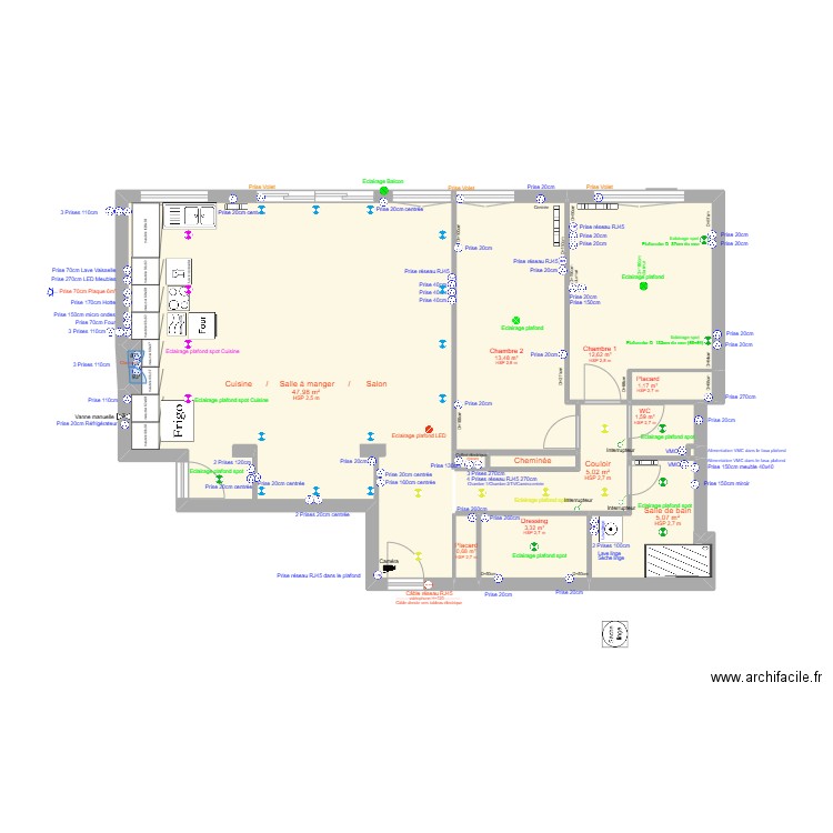 Roy mesure. Plan de 13 pièces et 92 m2