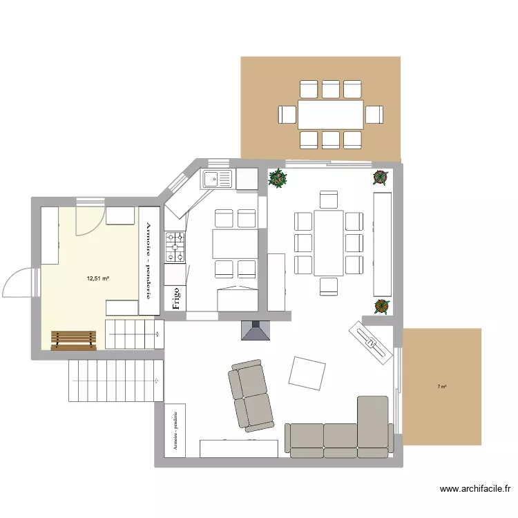 1 er etage de maison Rose. Plan de 1 Pièce et 13 m² 1 er etage de maison Rose. Plan de 1 Pièce et 13 m²