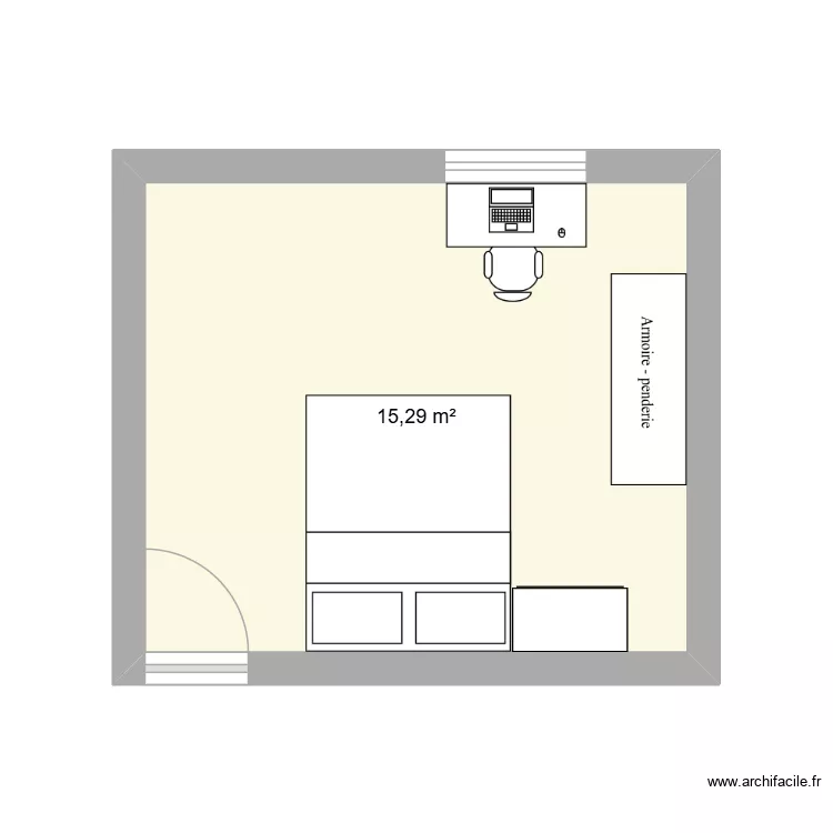 ma chambre. Plan de 1  et 15 m²