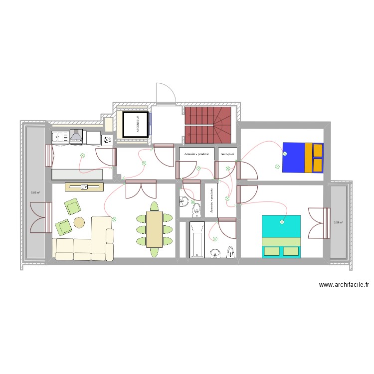TANTE DAVID ELEC +AM. Plan de 12 pièces et 45 m2