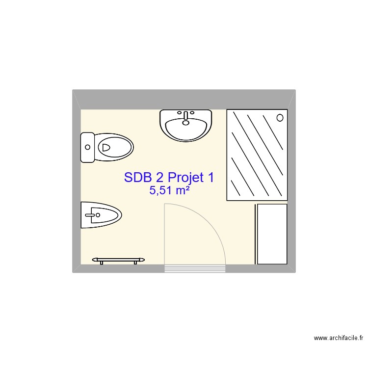 SDB 2 Projet 1. Plan de 1 pièce et 6 m2