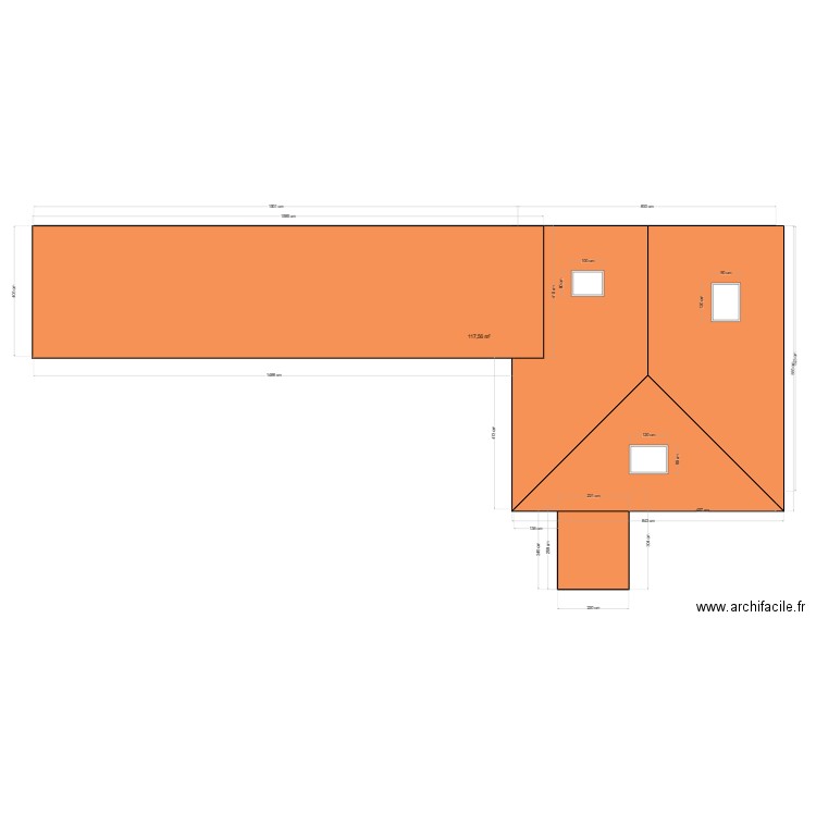 Maison Origine +  Extension. Plan de 1 pièce et 118 m2