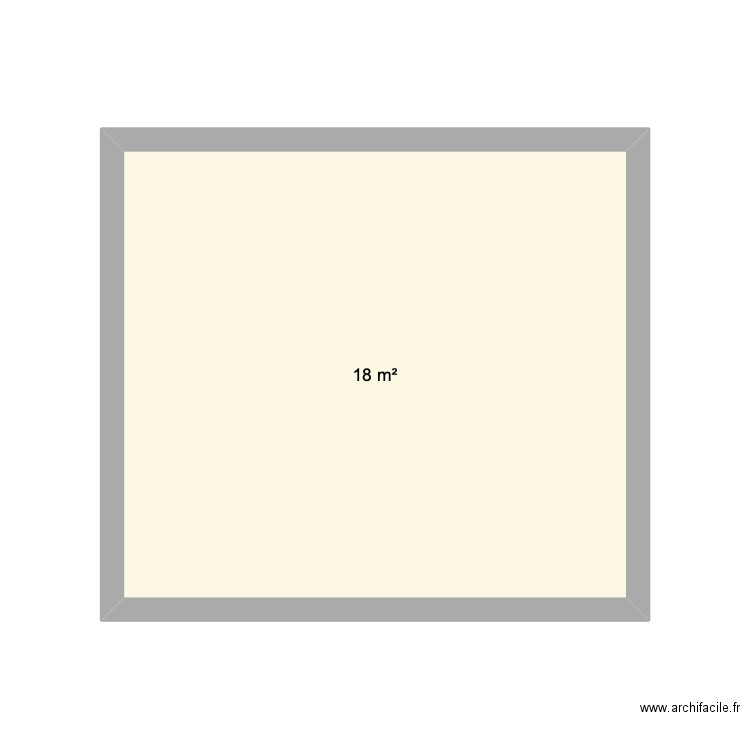 Chambre PT2. Plan de 1 pièce et 18 m2