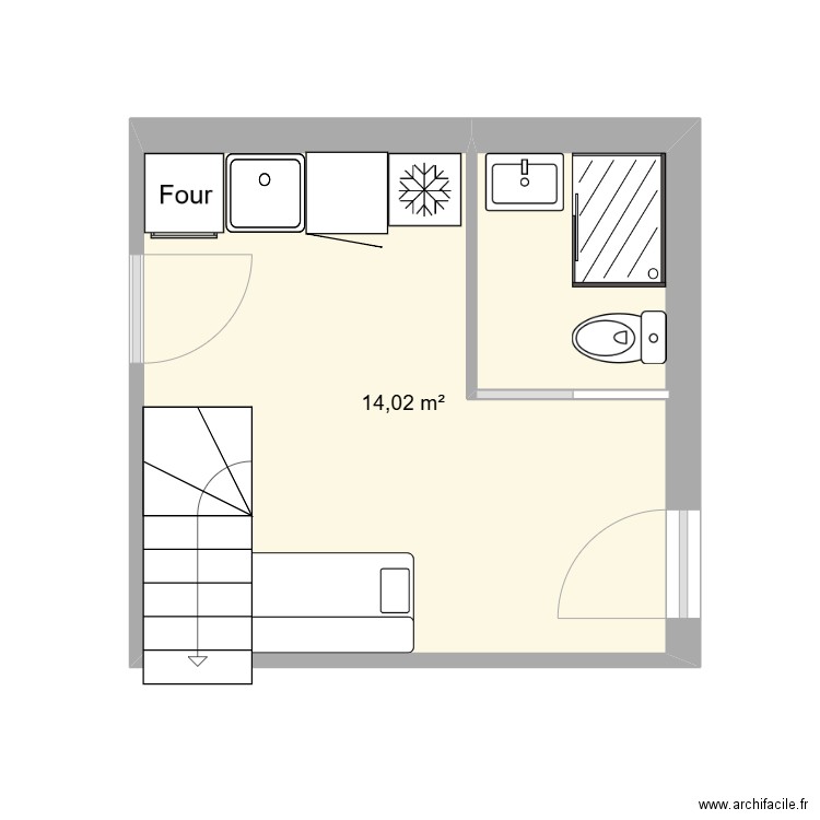Garage. Plan de 1 pièce et 14 m2