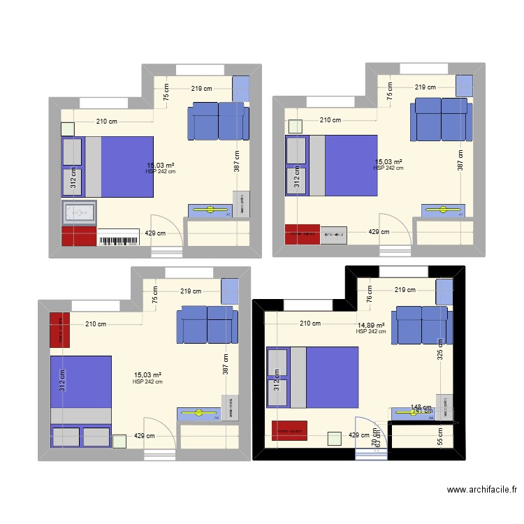 Plan appartement 2 Alex. Plan de 4 pièces et 60 m2