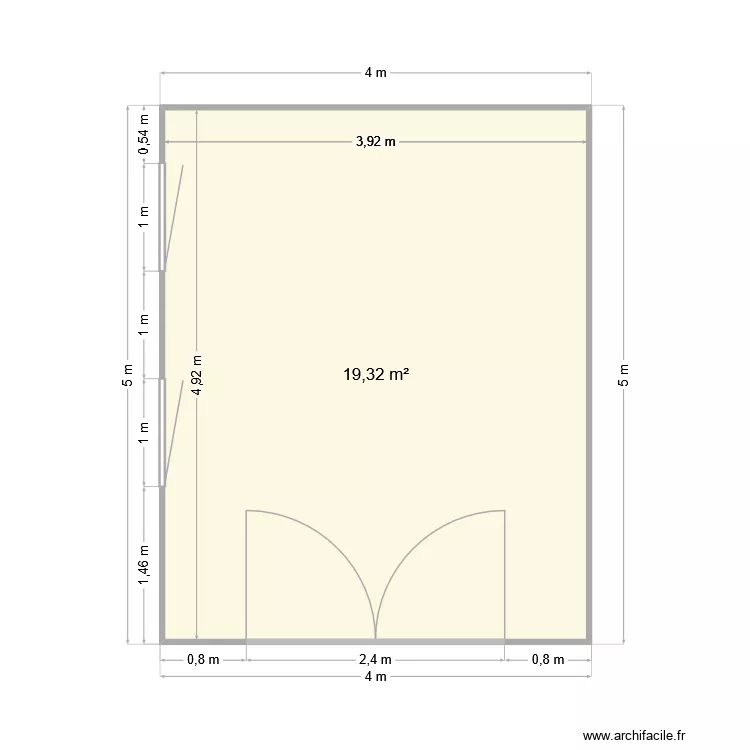 garage vue dessus. Plan de 1 Pièce et 19 m²