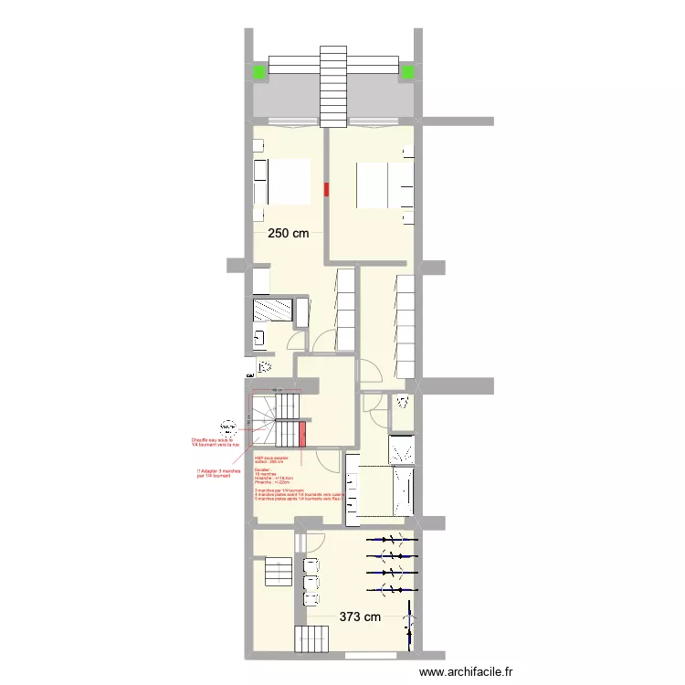 Banning 83 Rez Jardin : Escalier vers Bel &eacute;tage. Plan de 0 pièce et 0 m2