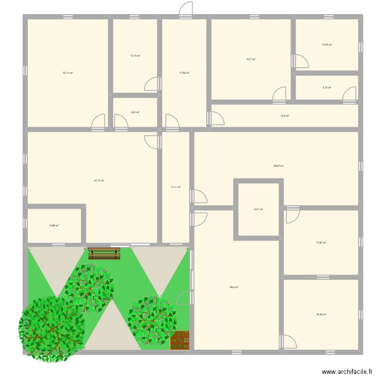 Crèche A petits pas. Plan de 18 pièces et 368 m2