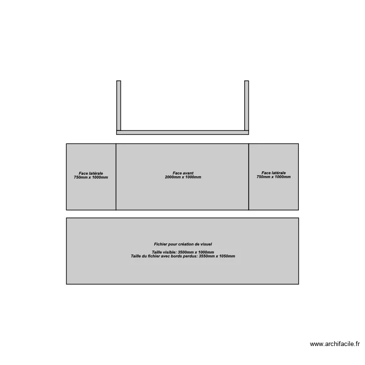 desk d'accueil 2m. Plan de 