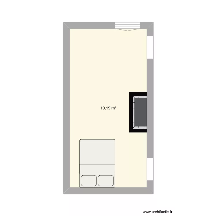 Chamre 3. Plan de 1 Pièce et 19 m²