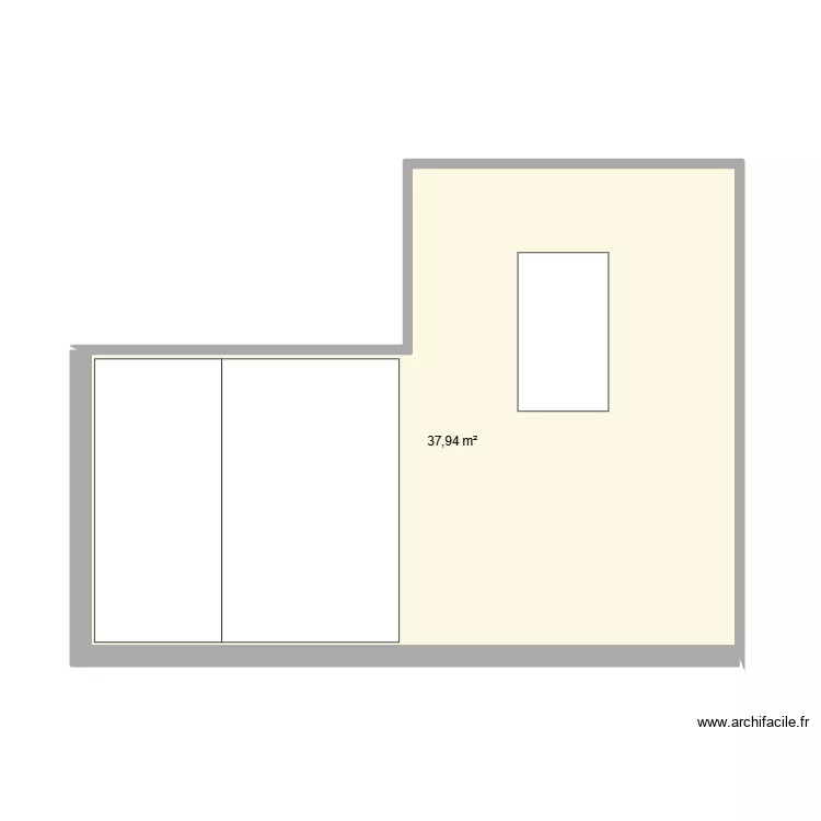 paticeo. Plan de 1  et 38 m²