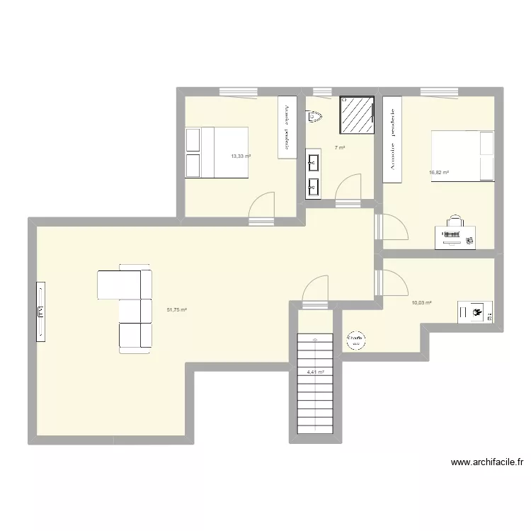 Iris 2B 1 ch sous-sol. Plan de 