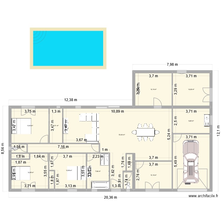 futur maison. Plan de 17 pièces et 179 m2