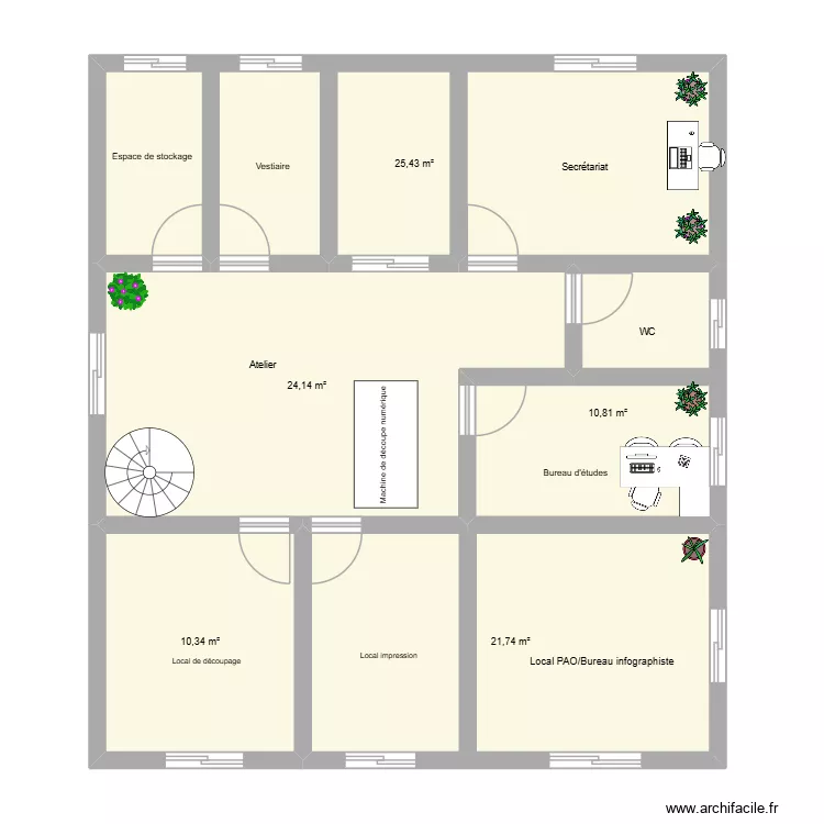 plan d'accueille2. Plan de 5  et 92 m²