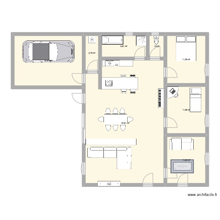 maison. Plan de 8 pièces et 122 m2