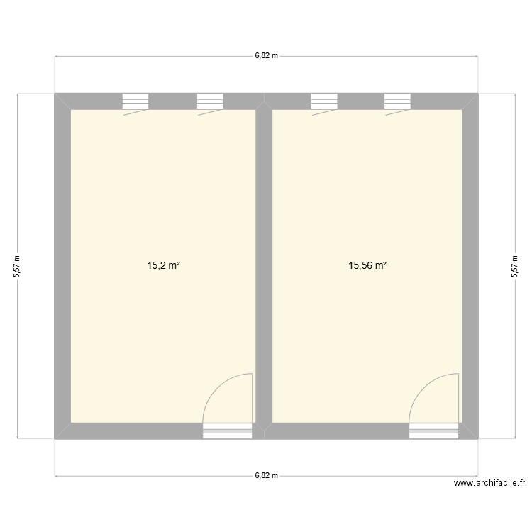 Bureau technique. Plan de 2 pièces et 31 m2
