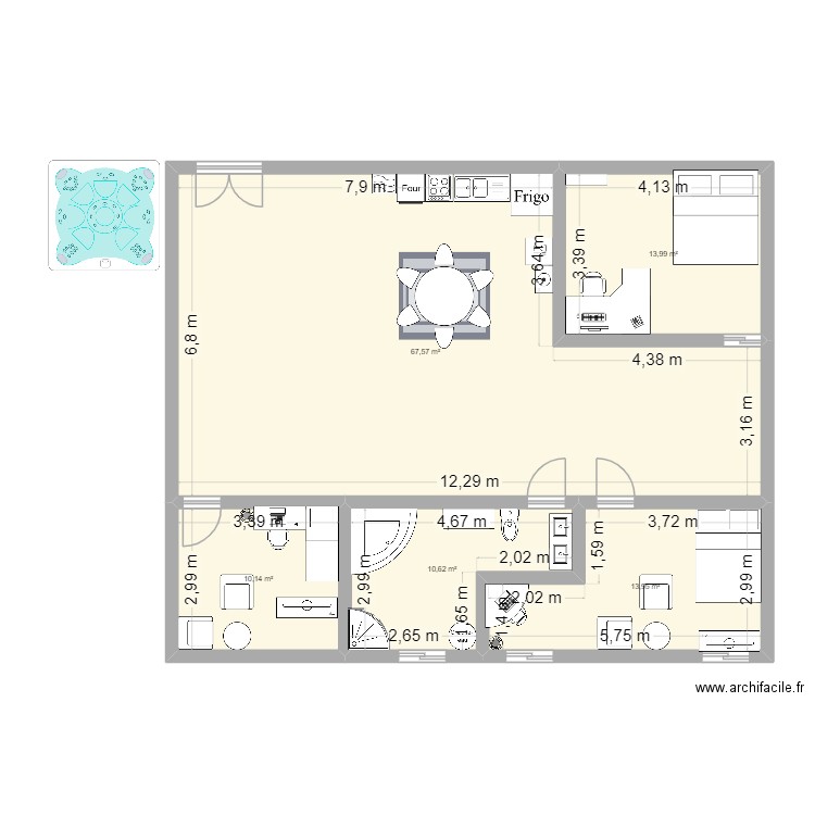D2 House. Plan de 5 pièces et 116 m2