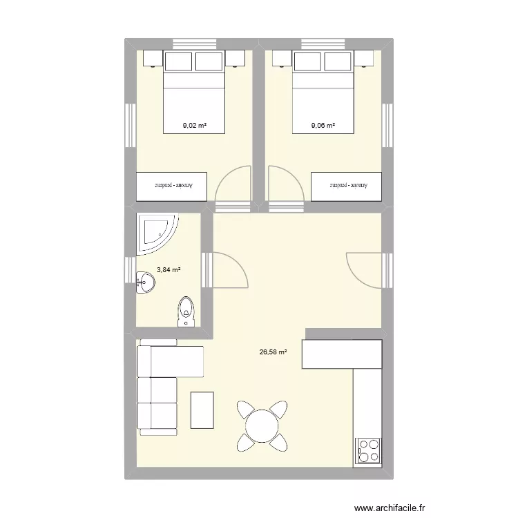 julien. Plan de 4  et 49 m²